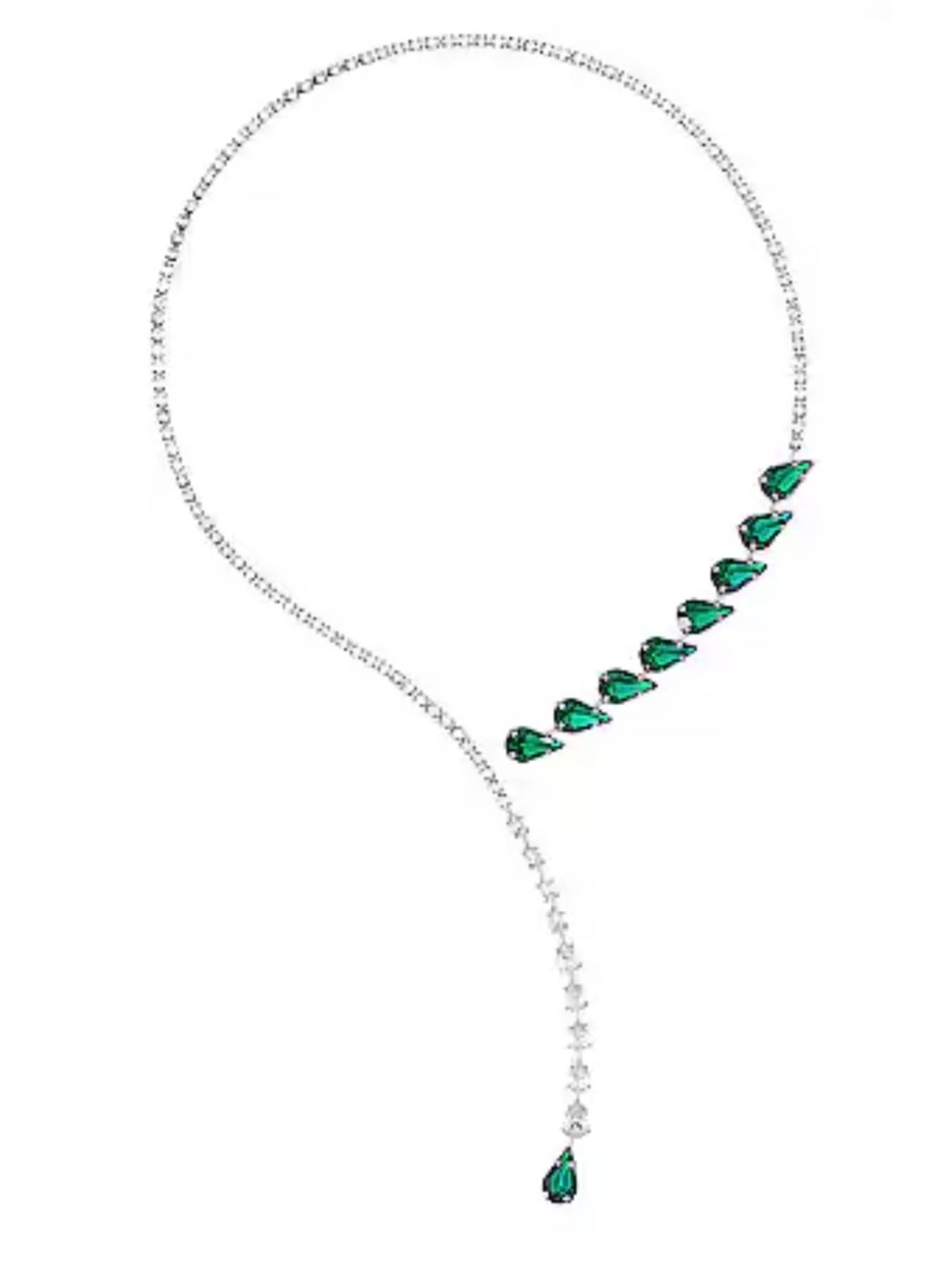 8 other reasons Emerald Drops Necklace choker (missing 1 stone) in Silver